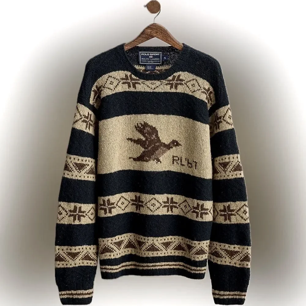 Polo Sport 1999 Vintage RL67  Hand-knit Mallard Duck Sweater